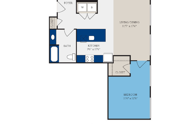 1 bed, 1 bath, 744 sqft, $1,478, Unit W311