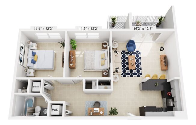 2 beds, 1 bath, 781 sqft, $1,679, Unit N260