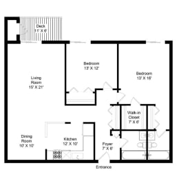 2 beds, 2 baths, 1,398 sqft, $1,505