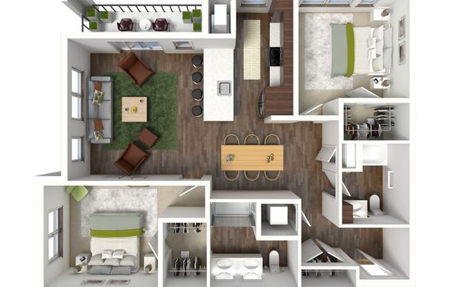 2 beds, 2 baths, 1,172 sqft, $1,995, Unit B-302