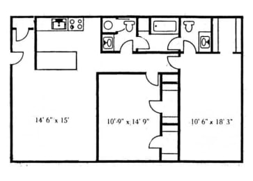 2 beds, 1.5 baths, 1,020 sqft, $1,119