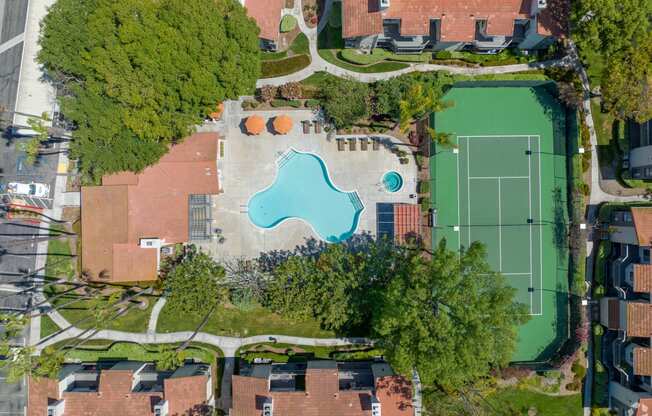 arial view of the tennis courts and tennis court