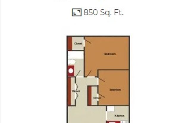 2 beds, 1 bath, 850 sqft, $1,570, Unit 3225-104