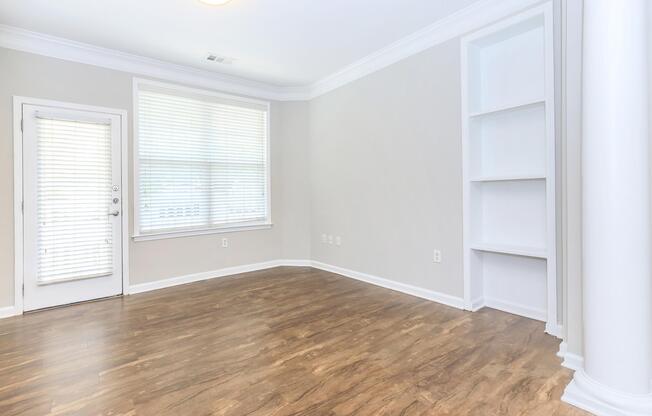 a room with a large window