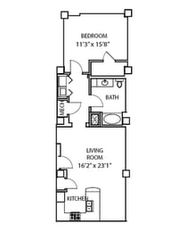 1 bed, 1 bath, 890 sqft, $1,840