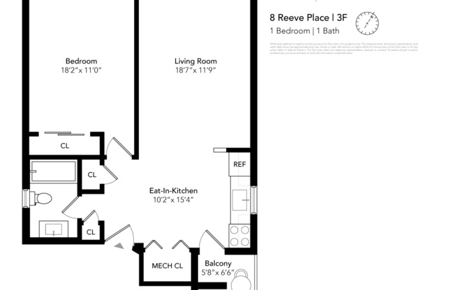 1 bed, 1 bath, 825 sqft, $3,500, Unit 3F