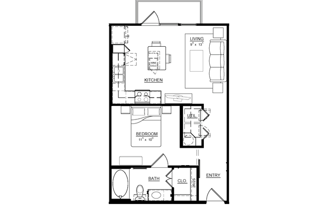 1 bed, 1 bath, 600 sqft, $1,548