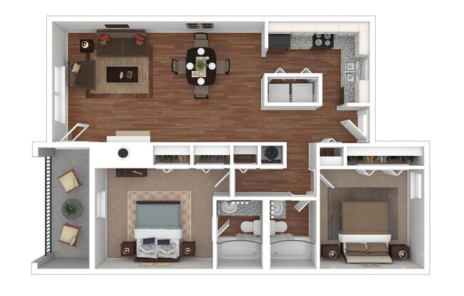 2 beds, 2 baths, 1,049 sqft, $1,285