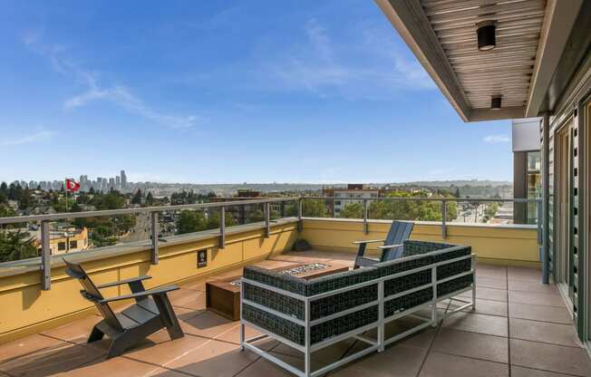 Relaxing Outdoor Lounge Area with Fire Pit at The Whittaker, 4755 Fauntleroy Way, Washington