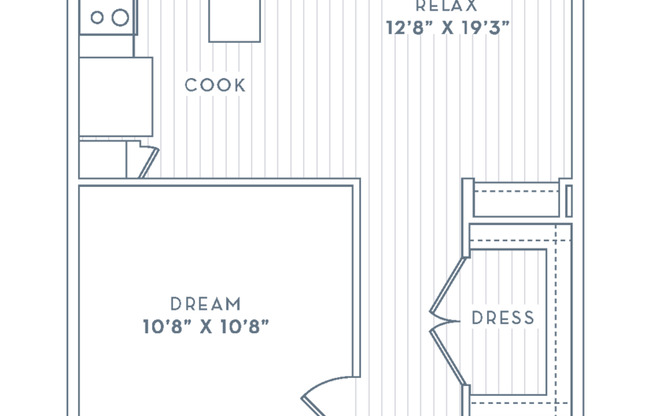 Studio, 1 bath, 616 sqft, $1,382