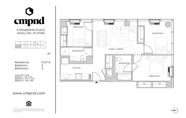 3 beds, 2 baths, 986 sqft, $4,500, Unit 513