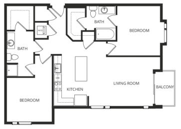 2 beds, 2 baths, 1,098 sqft, $2,100