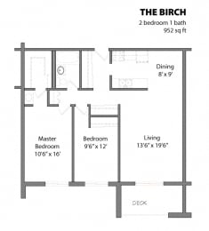 2 beds, 1.3 baths, 952 sqft, $1,515