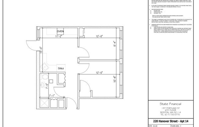 1 bed, 1 bath, $3,000, Unit 14