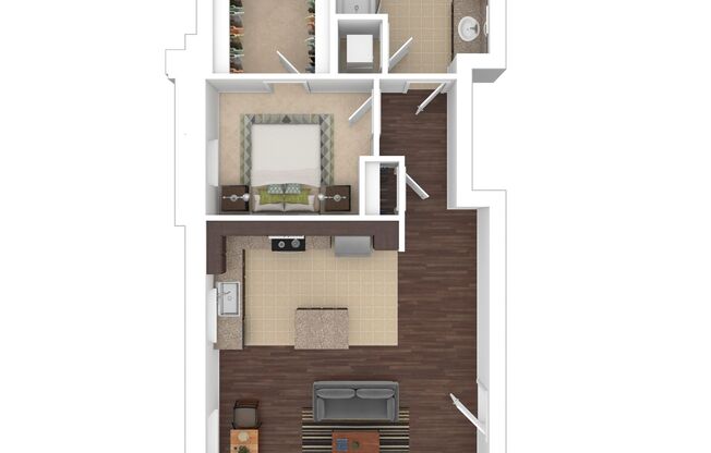 1 bed, 1 bath, 703 sqft, $2,515, Unit O-0107