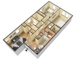 2 beds, 2 baths, 1,000 sqft, $1,290