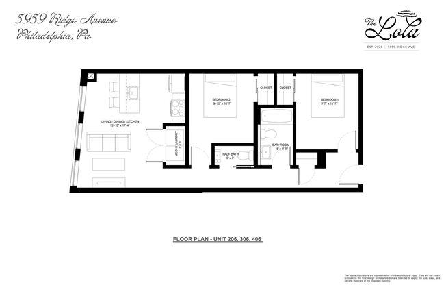 2 beds, 1.5 baths, 816 sqft, $2,025, Unit 406