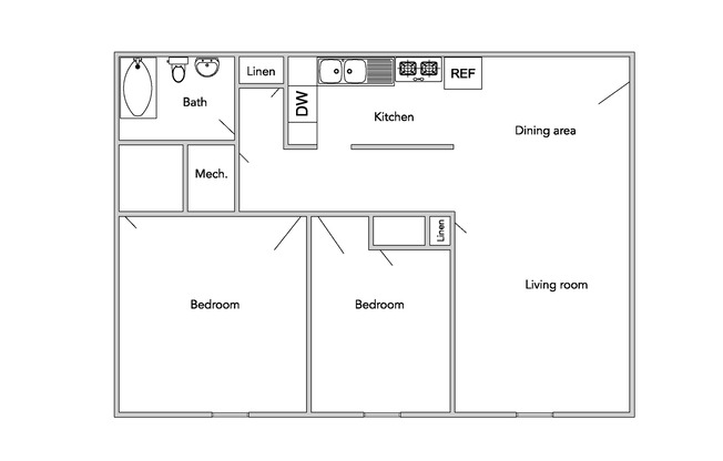 2 beds, 1 bath, 740 sqft, $1,195, Unit 17 - The Saluda