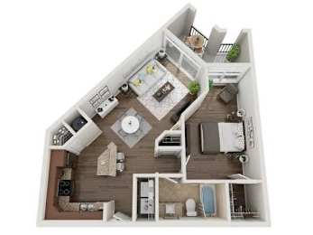 1 bed, 1 bath, 725 sqft, $1,356