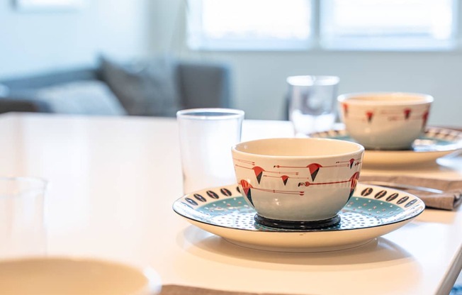 A table setting on the kitchen counter at the Mastlight.