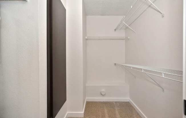 a walk in closet in a 555 waverly unit