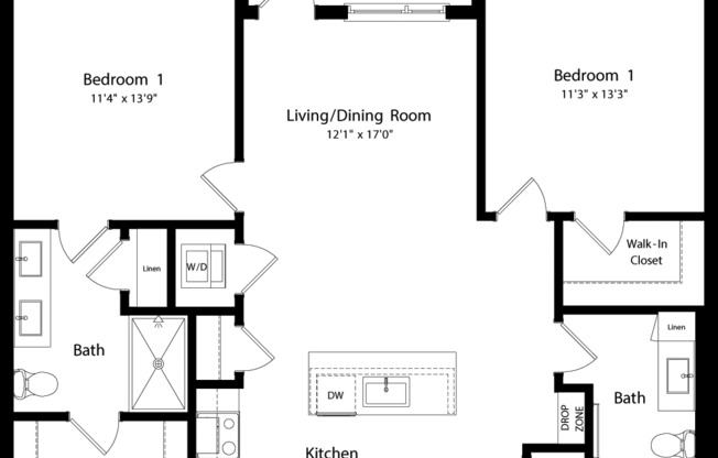 2 beds, 2 baths, 1,073 sqft, $2,600, Unit 417