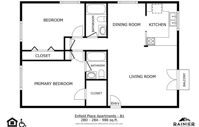 2 beds, 2 baths, 988 sqft, $1,849, Unit 201