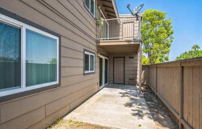 A Patio/Balcony in a Two Bedroom Two Bath Apartment at Meadow Creek Apartments in San Marcos, CA