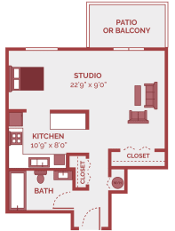 Studio, 1 bath, 530 sqft, $1,150