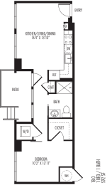 1 bed, 1 bath, 592 sqft, $1,715