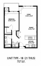 1 bed, 1 bath, 757 sqft, $1,613