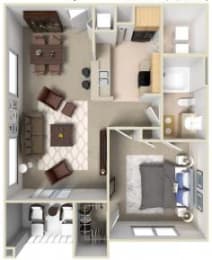 1 bed, 1 bath, 740 sqft, $1,402