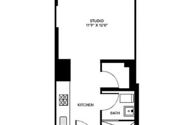 Studio, 1 bath, 430 sqft, $3,950, Unit 7J