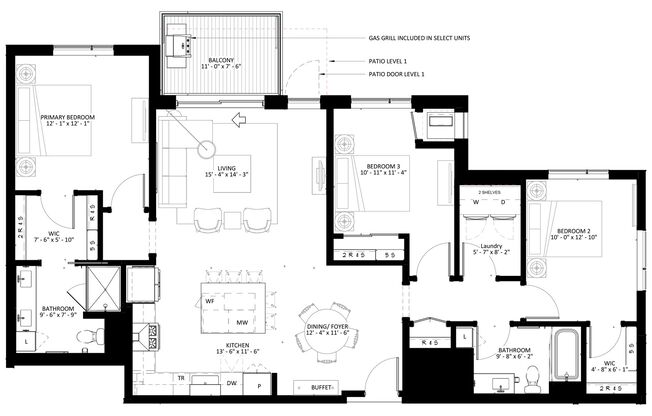 3 beds, 2 baths, 1,517 sqft, $3,770, Unit 218