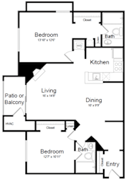 2 beds, 2 baths, 1,098 sqft, $2,164