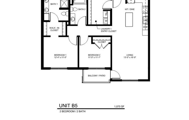 2 beds, 2 baths, 1,070 sqft, $2,201, Unit 205