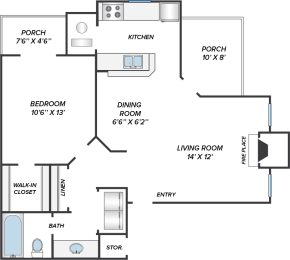 1 bed, 1 bath, 710 sqft, $994