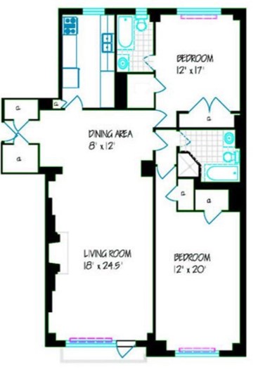 2 beds, 2 baths, 1,464 sqft, $12,400, Unit 11D