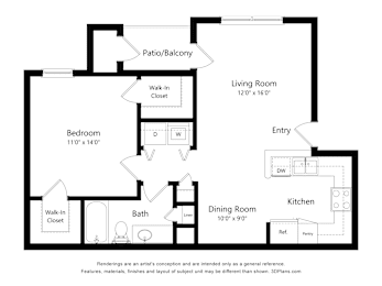 1 bed, 1 bath, 735 sqft, $1,069