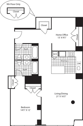 1 bed, 1 bath, 1,267 sqft, $4,531, Unit 0404