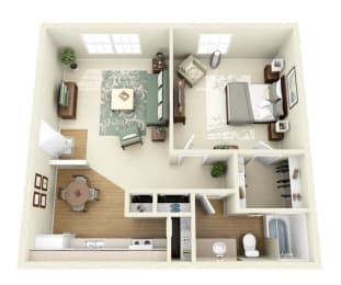 1 bed, 1 bath, 600 sqft, $1,329