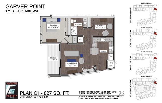 2 beds, 1 bath, 827 sqft, $2,225, Unit 224