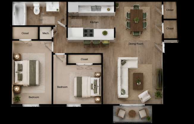2 beds, 2 baths, 982 sqft, $1,360