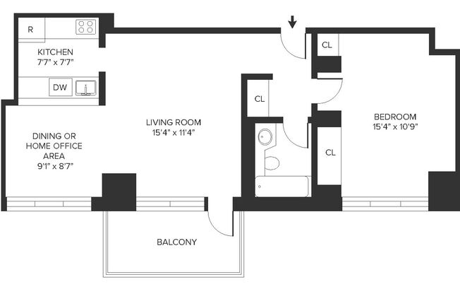 1 bed, 1 bath, 616 sqft, $4,215, Unit 20-D