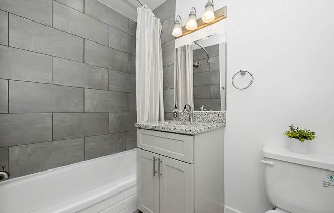 a bathroom with a sink and a toilet and a bath tub