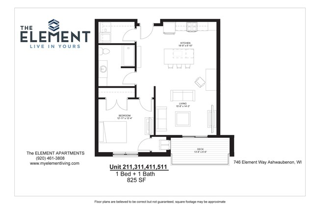 1 bed, 1 bath, 825 sqft, $1,575, Unit 411