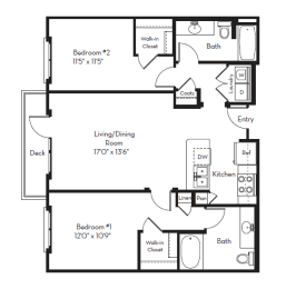 2 beds, 2 baths, 1,067 sqft, $3,168