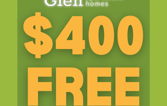 $400 FREE! PET FRIENDLY! APPLY FREE ONLINE!