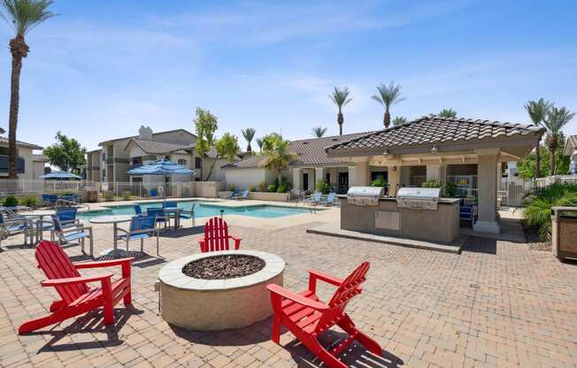Pool fire pit at Garden Grove Apartments
