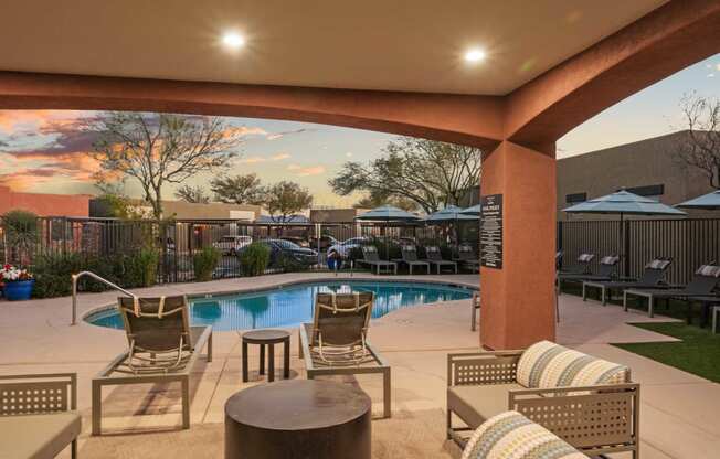 Poolside Seating at Avilla Marana Apartment Homes in Tucson Arizona